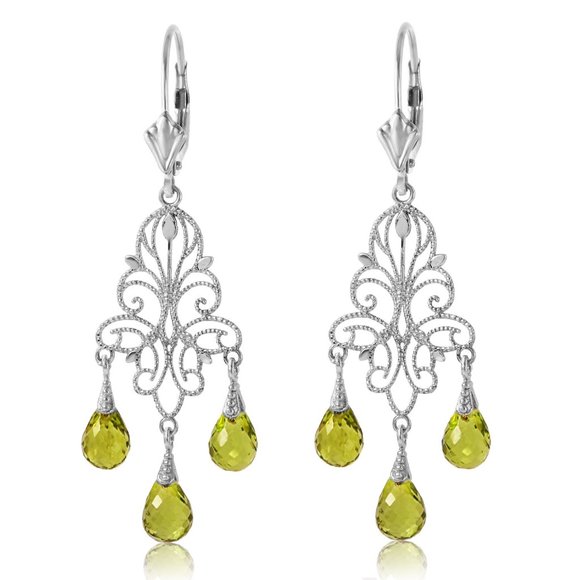 14K. GOLD CHANDELIERS EARRING WITH NATURAL PERIDOT - Picture 1 of 5